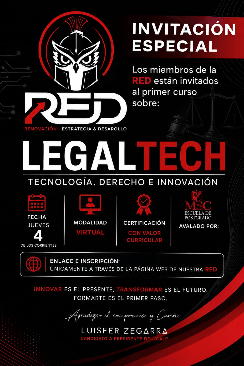 Invitación curso LegalTech R.E.D.